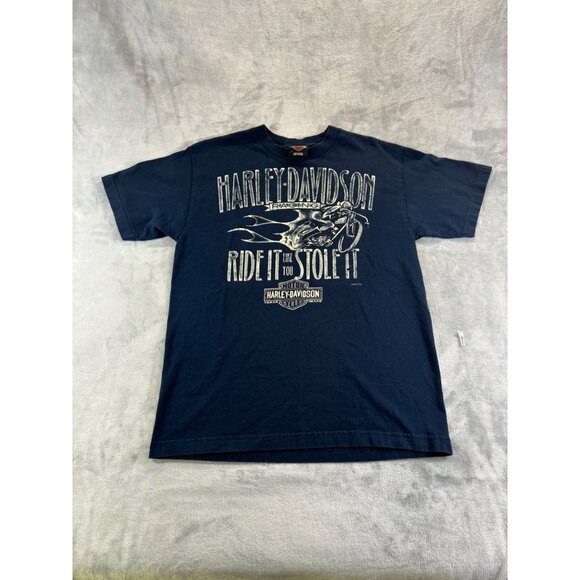 Harley Davidson Shirt Men's Medium Blue Ride it like You Stole it Tshirt - Picture 1 of 8